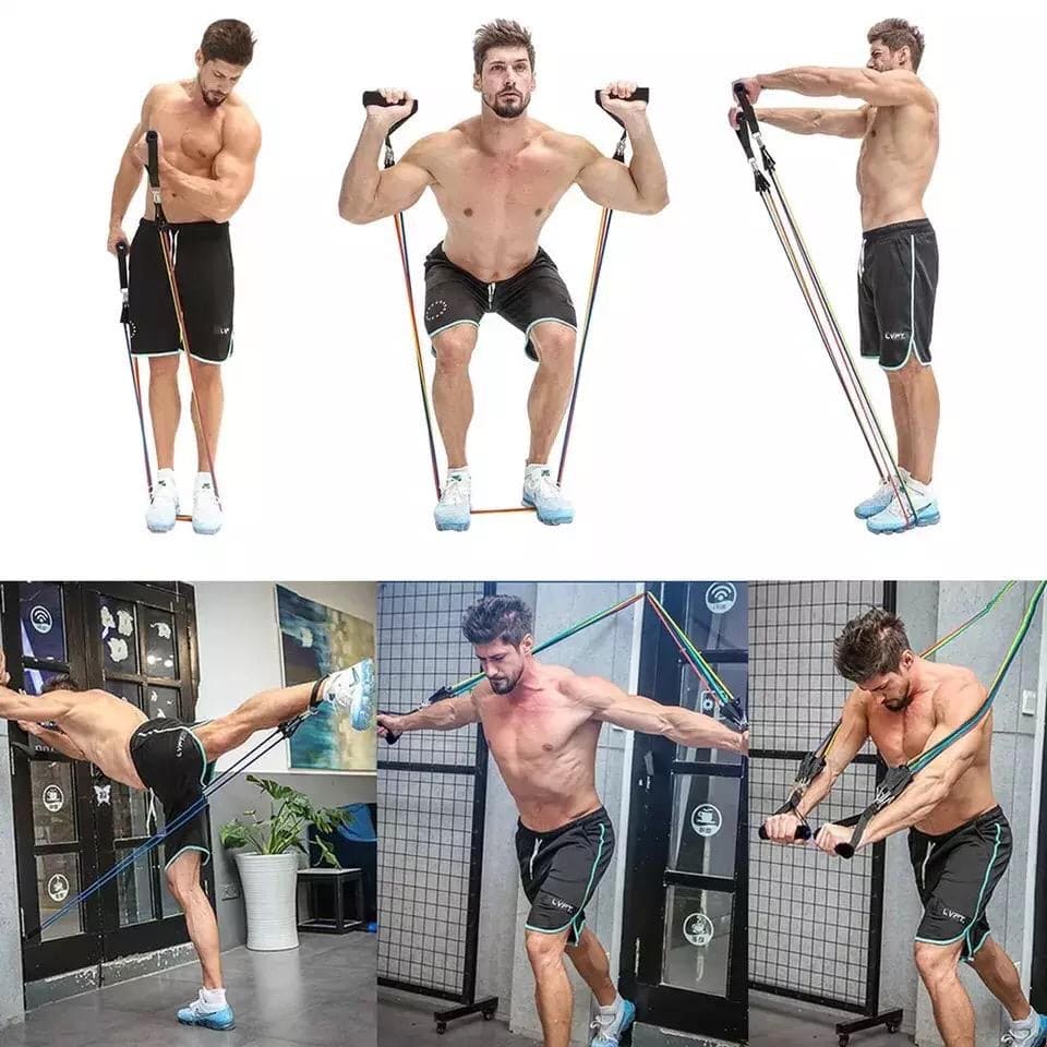 11 Pcs Pull Rope Exercise Fitness Bands, Exercise Resistance Bands with Handles, Exercise Bands with Door Anchor, Home Workout Training Equipment 11 Pcs Pull Rope Exercise Fitness Bands, Exercise Resistance Bands with Handles, Exercise Bands with Door Anchor, Home Workout Training Equipment